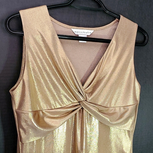 Bianca Nygard Gold Metallic Twist Tank - Size 8 - Picture 3 of 10